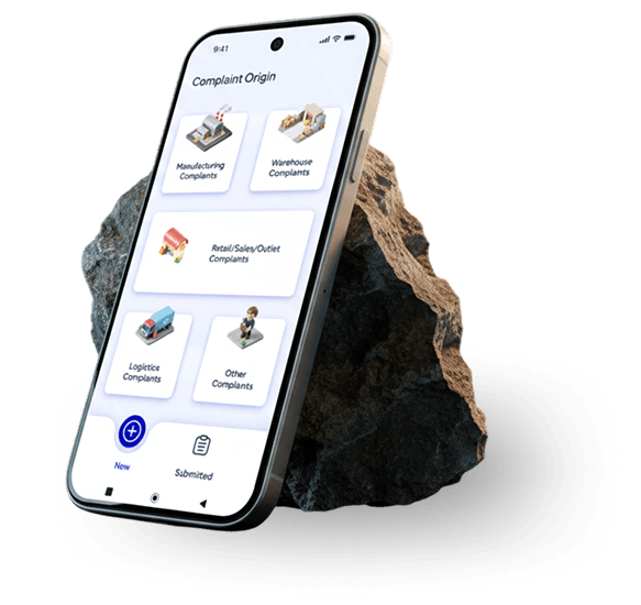 Hinza app on a phone resting against a rock